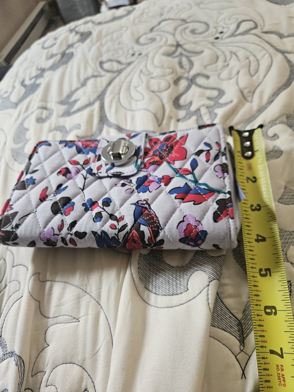 Vera Bradley Floral Quilted Turn-Lock Women's Wallet  Light Blue Multicolor